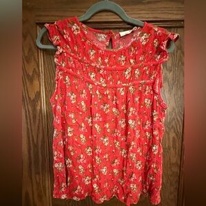 Everleigh Red Floral Sleeveless Blouse
